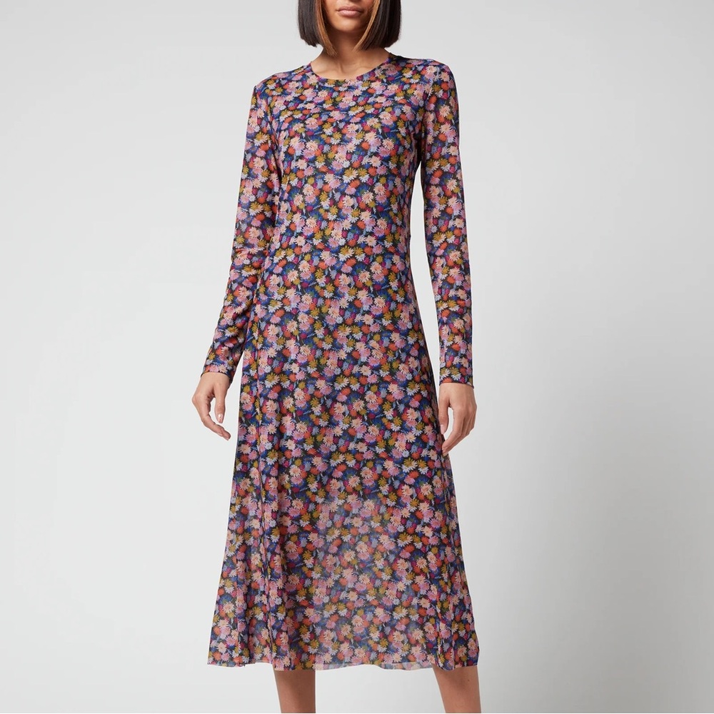 Paul Smith Women’s Midi Floral long sleeve mesh dress size XS